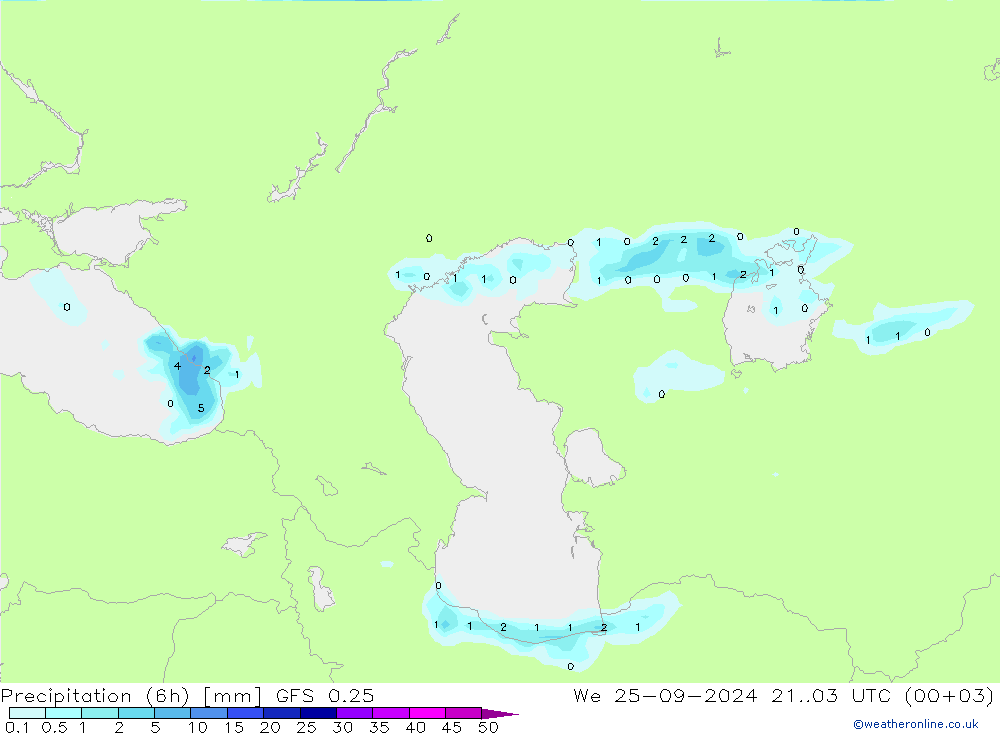 Z500/Rain (+SLP)/Z850 GFS 0.25 mer 25.09.2024 03 UTC