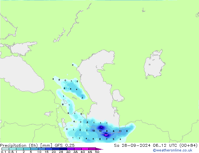 Z500/Yağmur (+YB)/Z850 GFS 0.25 Cts 28.09.2024 12 UTC