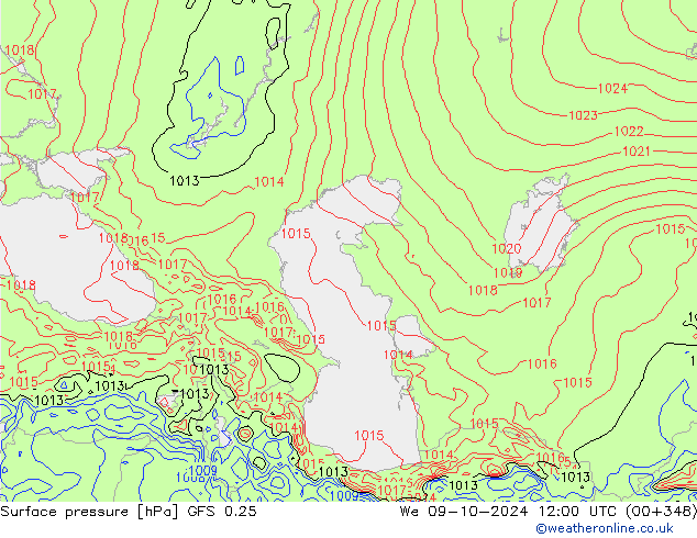 GFS 0.25: Çar 09.10.2024 12 UTC