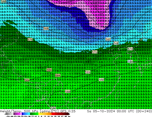 Z500/Rain (+SLP)/Z850 GFS 0.25 星期六 05.10.2024 00 UTC