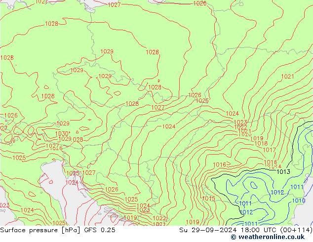 GFS 0.25: dom 29.09.2024 18 UTC