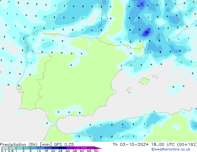 Z500/Yağmur (+YB)/Z850 GFS 0.25 Per 03.10.2024 00 UTC