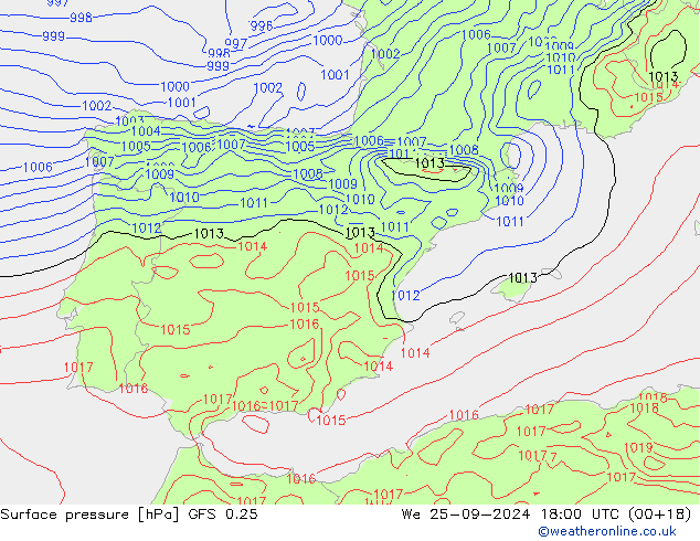 GFS 0.25: ср 25.09.2024 18 UTC