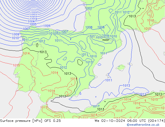 GFS 0.25: wo 02.10.2024 06 UTC