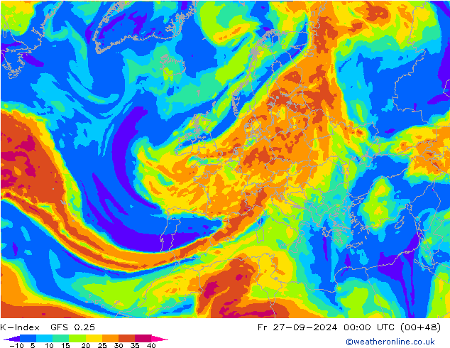 K-Index GFS 0.25  27.09.2024 00 UTC