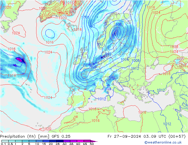 Z500/Regen(+SLP)/Z850 GFS 0.25 vr 27.09.2024 09 UTC