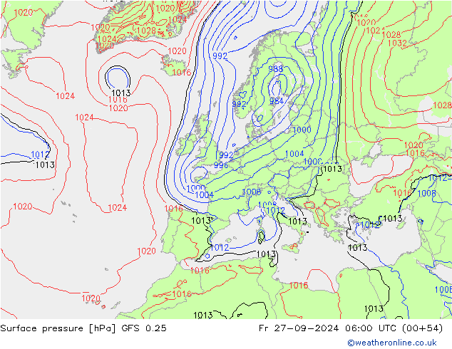 GFS 0.25: ven 27.09.2024 06 UTC