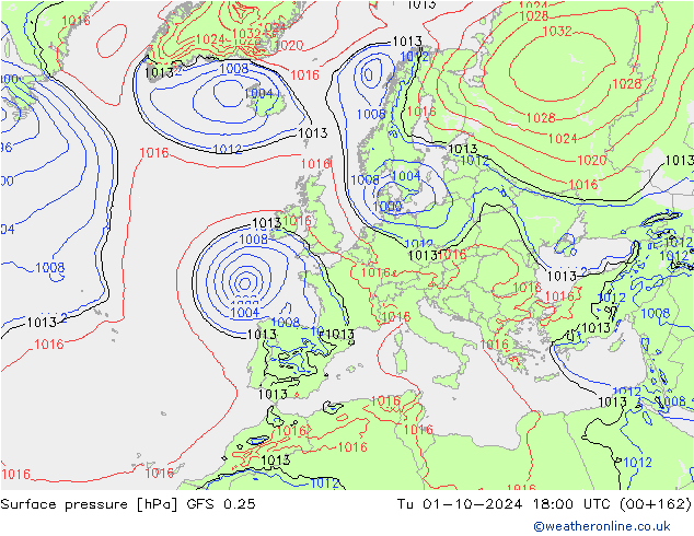 GFS 0.25: wto. 01.10.2024 18 UTC