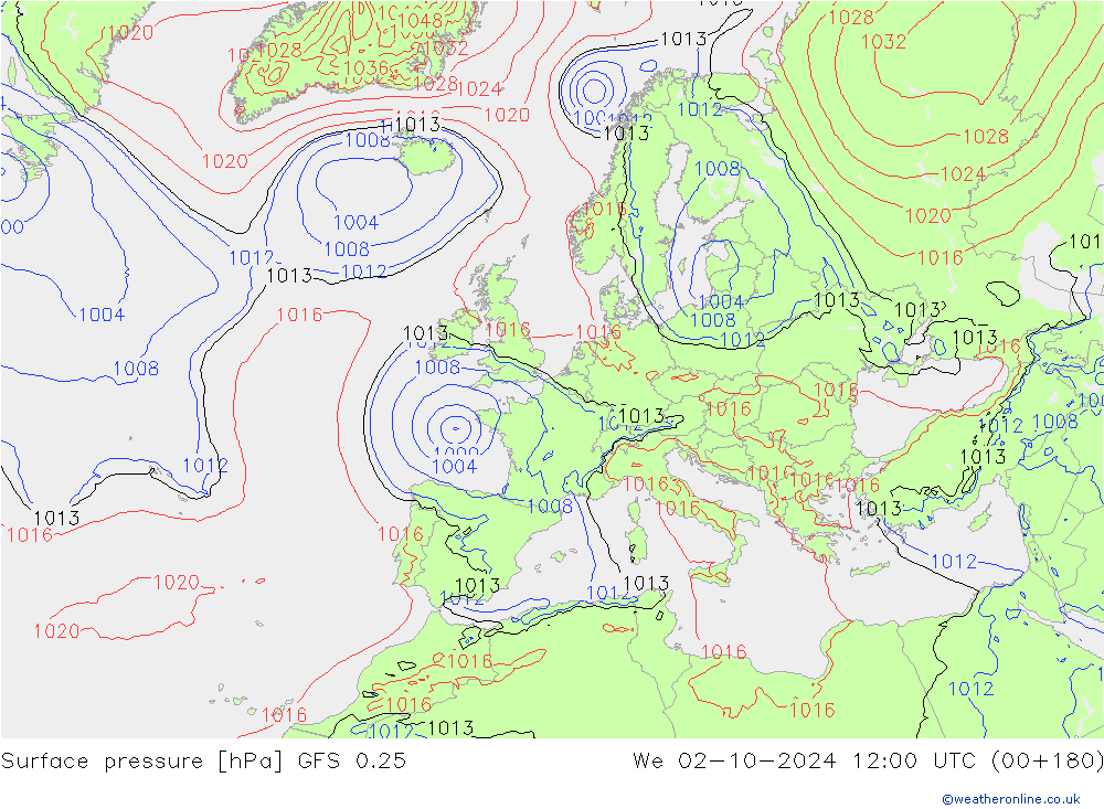 GFS 0.25: wo 02.10.2024 12 UTC