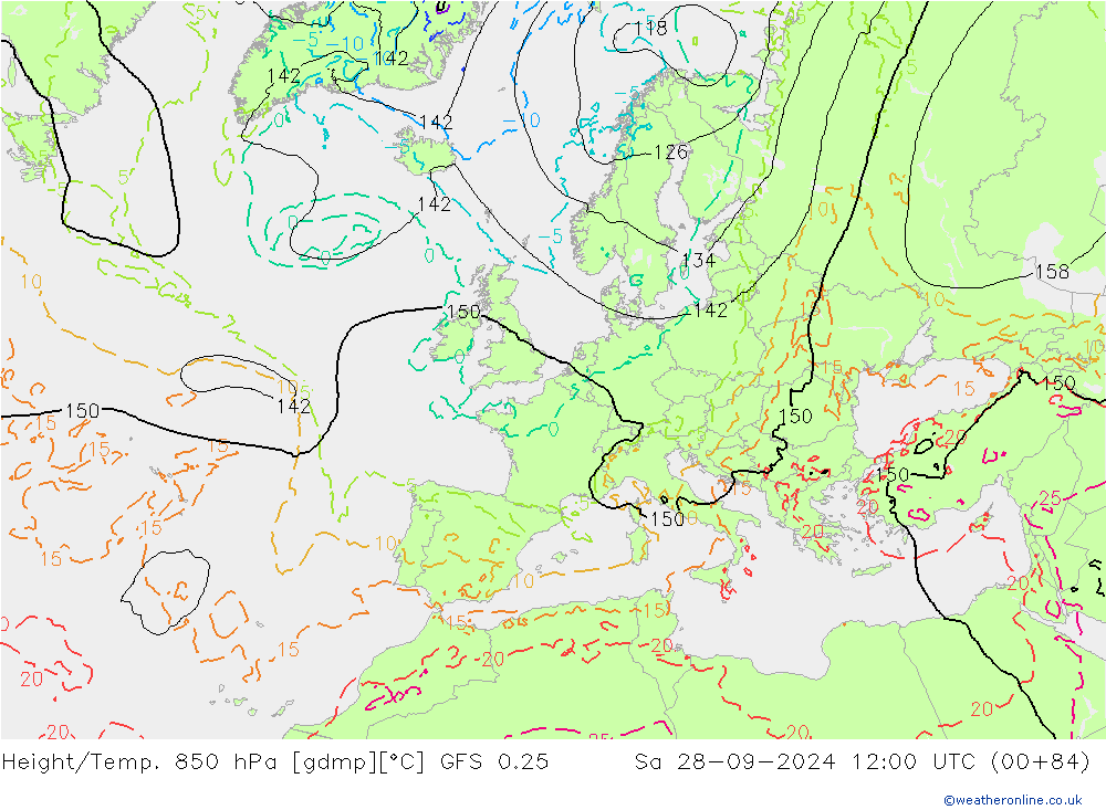 Z500/Rain (+SLP)/Z850 GFS 0.25 so. 28.09.2024 12 UTC