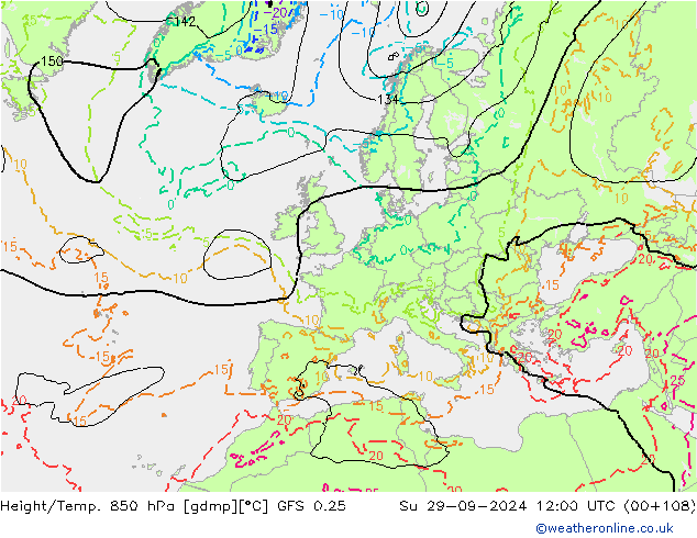 Z500/Rain (+SLP)/Z850 GFS 0.25 dim 29.09.2024 12 UTC