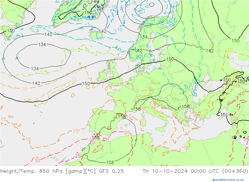 Z500/Rain (+SLP)/Z850 GFS 0.25 Qui 10.10.2024 00 UTC