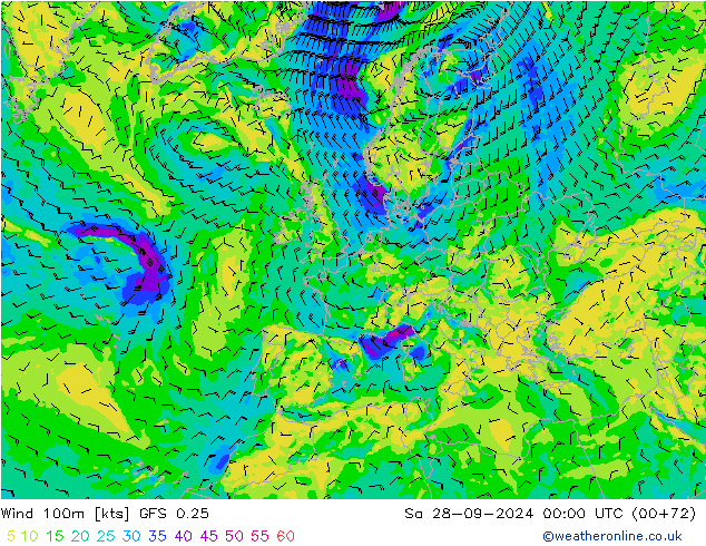 Wind 100m GFS 0.25 Sa 28.09.2024 00 UTC