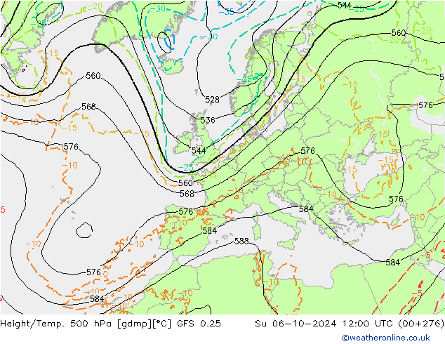 Height/Temp. 500 hPa GFS 0.25 Ne 06.10.2024 12 UTC