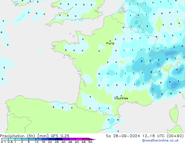 Z500/Rain (+SLP)/Z850 GFS 0.25 Sáb 28.09.2024 18 UTC