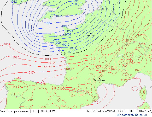 GFS 0.25: Pzt 30.09.2024 12 UTC