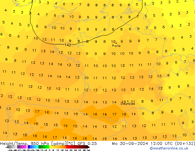 Z500/Rain (+SLP)/Z850 GFS 0.25  30.09.2024 12 UTC