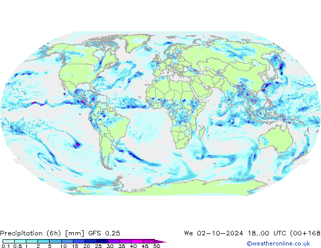 Z500/Rain (+SLP)/Z850 GFS 0.25 We 02.10.2024 00 UTC