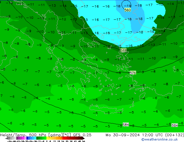 Z500/Rain (+SLP)/Z850 GFS 0.25 lun 30.09.2024 12 UTC