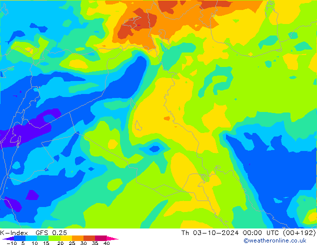 K-Index GFS 0.25 jeu 03.10.2024 00 UTC