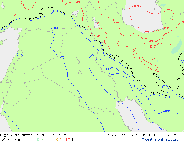 High wind areas GFS 0.25 Fr 27.09.2024 06 UTC