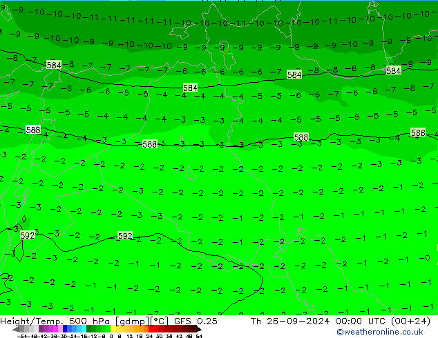 Z500/Rain (+SLP)/Z850 GFS 0.25  26.09.2024 00 UTC