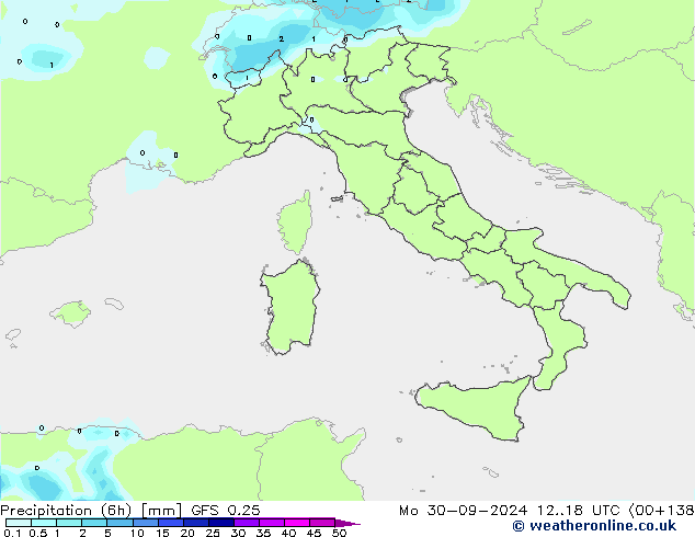 Z500/Rain (+SLP)/Z850 GFS 0.25 lun 30.09.2024 18 UTC