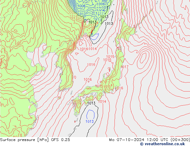 GFS 0.25: Pzt 07.10.2024 12 UTC