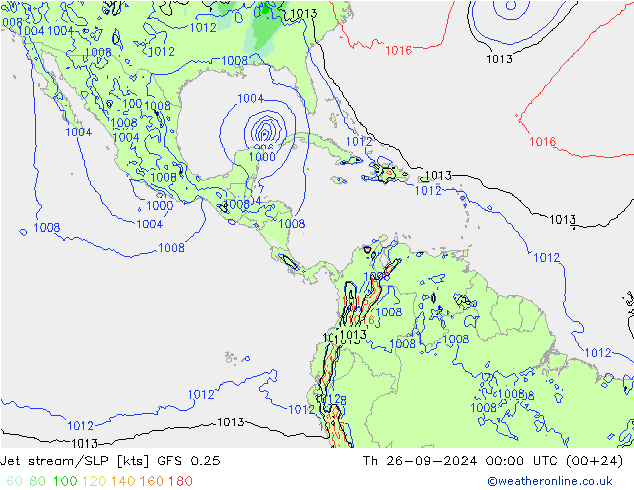 Jet Akımları/SLP GFS 0.25 Per 26.09.2024 00 UTC