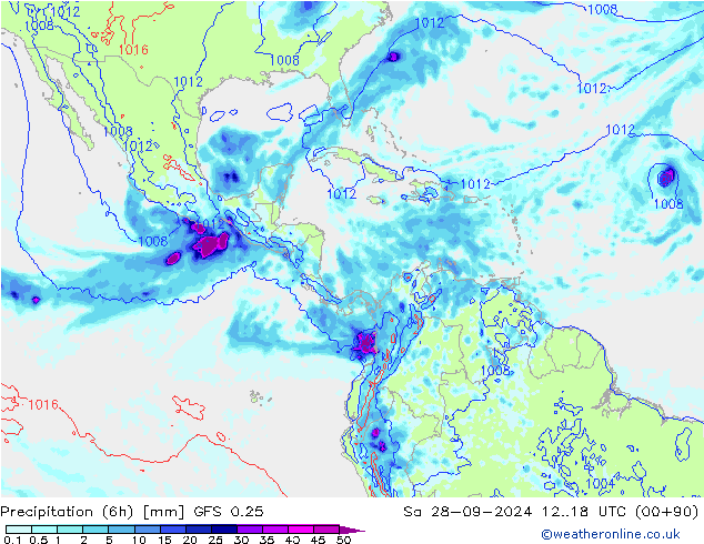 Z500/Rain (+SLP)/Z850 GFS 0.25 сб 28.09.2024 18 UTC