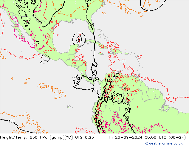 Z500/Rain (+SLP)/Z850 GFS 0.25 Čt 26.09.2024 00 UTC