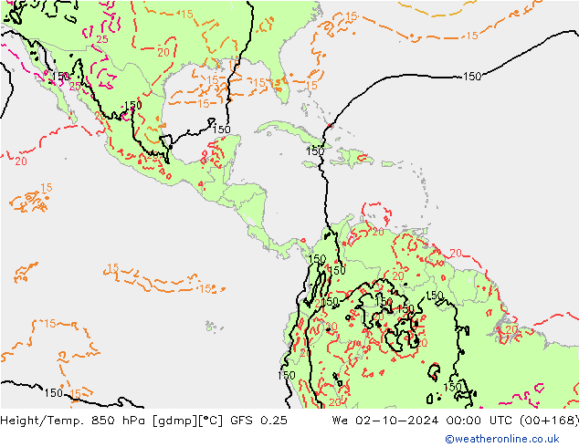 Z500/Rain (+SLP)/Z850 GFS 0.25 mer 02.10.2024 00 UTC