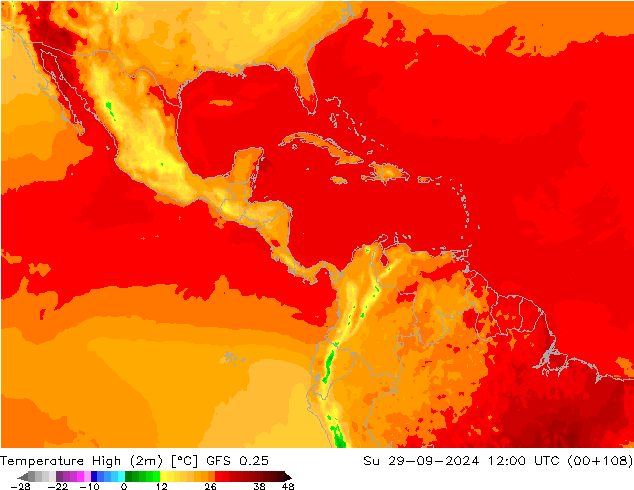 Max. Temperatura (2m) GFS 0.25 nie. 29.09.2024 12 UTC