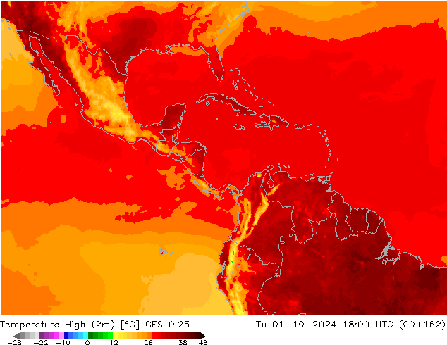 Max.  (2m) GFS 0.25  01.10.2024 18 UTC