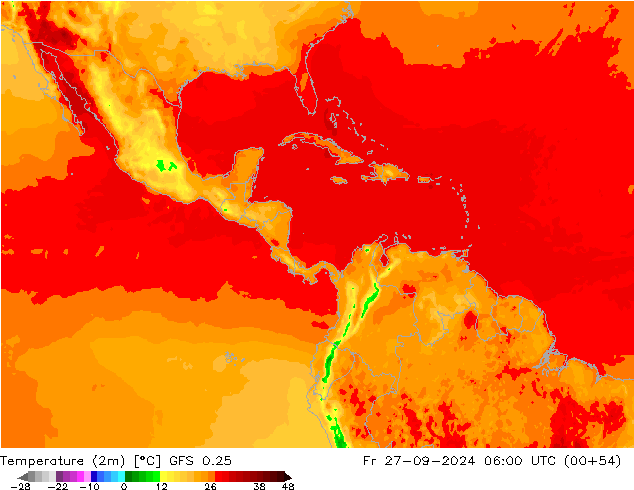 Temperature (2m) GFS 0.25 Fr 27.09.2024 06 UTC