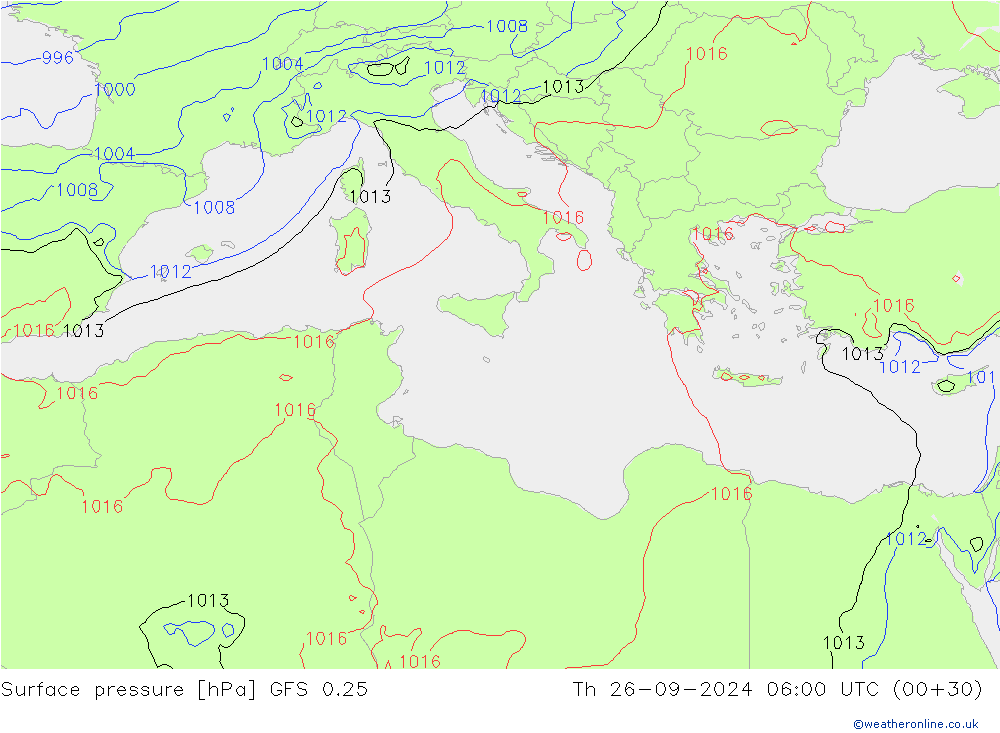 GFS 0.25: czw. 26.09.2024 06 UTC