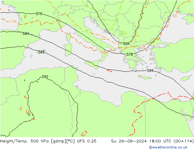 Z500/Rain (+SLP)/Z850 GFS 0.25 Su 29.09.2024 18 UTC