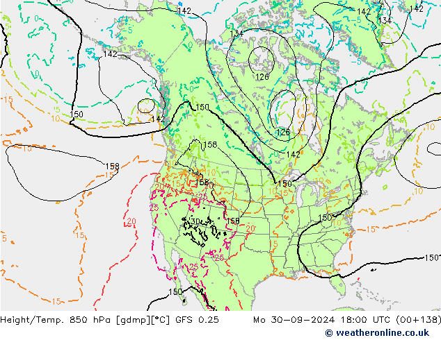 Z500/Rain (+SLP)/Z850 GFS 0.25 lun 30.09.2024 18 UTC