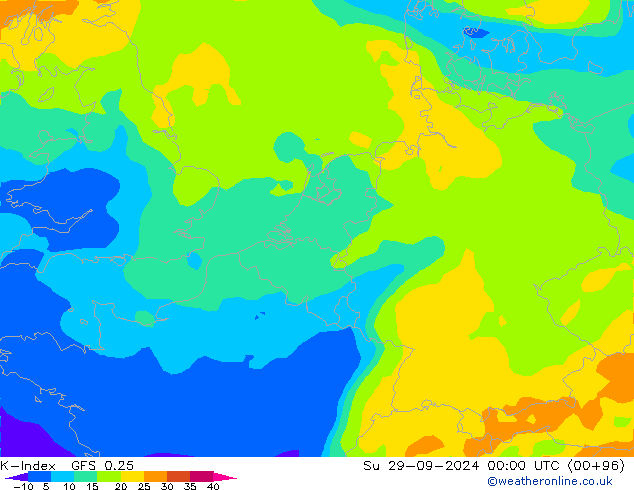 K-Index GFS 0.25 Ne 29.09.2024 00 UTC