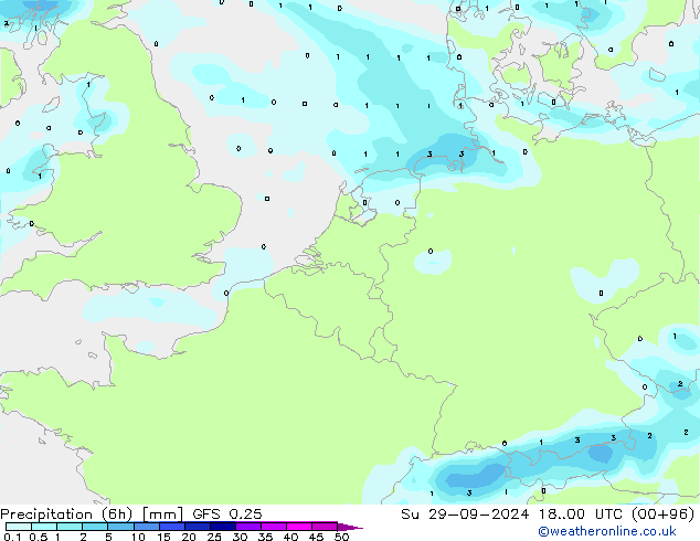 Z500/Yağmur (+YB)/Z850 GFS 0.25 Paz 29.09.2024 00 UTC