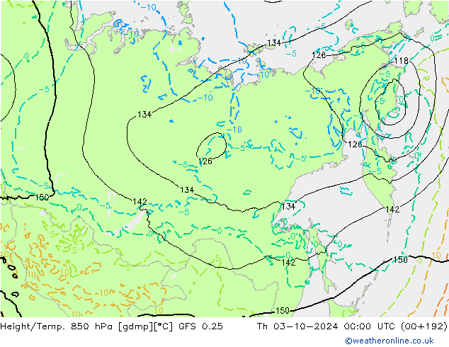 Z500/Rain (+SLP)/Z850 GFS 0.25 Čt 03.10.2024 00 UTC