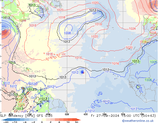 Tendenza di Pressione GFS 0.25 ven 27.09.2024 15 UTC