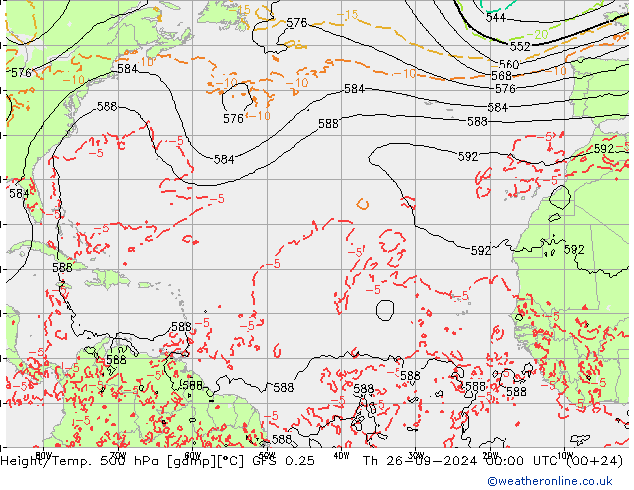 Z500/Rain (+SLP)/Z850 GFS 0.25 jeu 26.09.2024 00 UTC