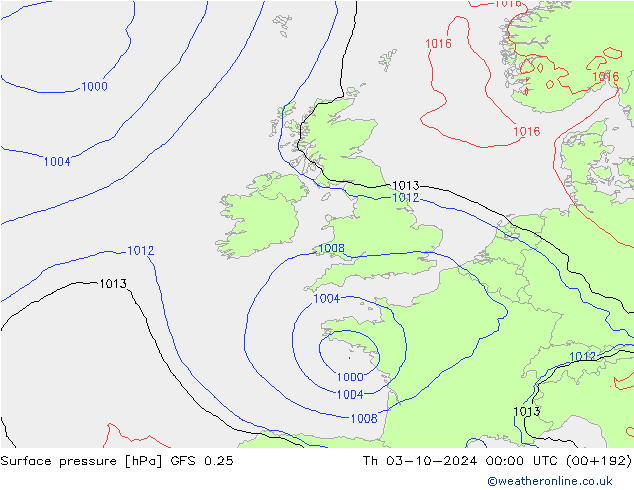 GFS 0.25: gio 03.10.2024 00 UTC