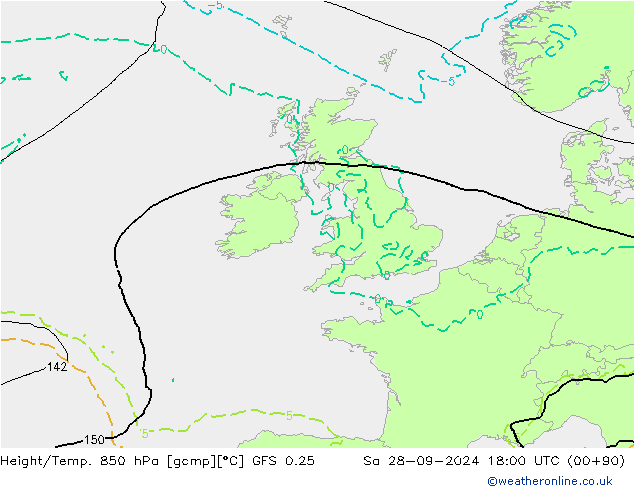 Z500/Rain (+SLP)/Z850 GFS 0.25 сб 28.09.2024 18 UTC