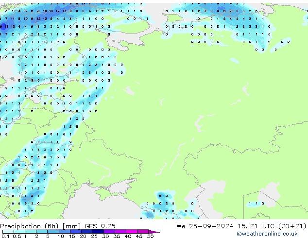 Z500/Rain (+SLP)/Z850 GFS 0.25 mié 25.09.2024 21 UTC