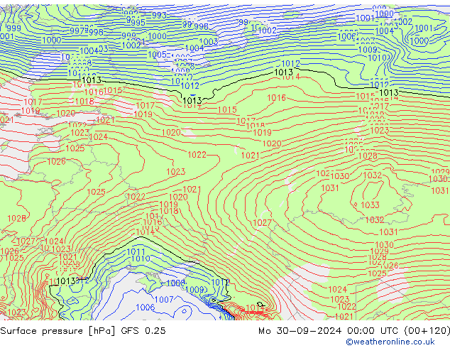 GFS 0.25: lun 30.09.2024 00 UTC