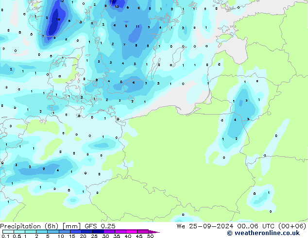 Z500/Yağmur (+YB)/Z850 GFS 0.25 Çar 25.09.2024 06 UTC