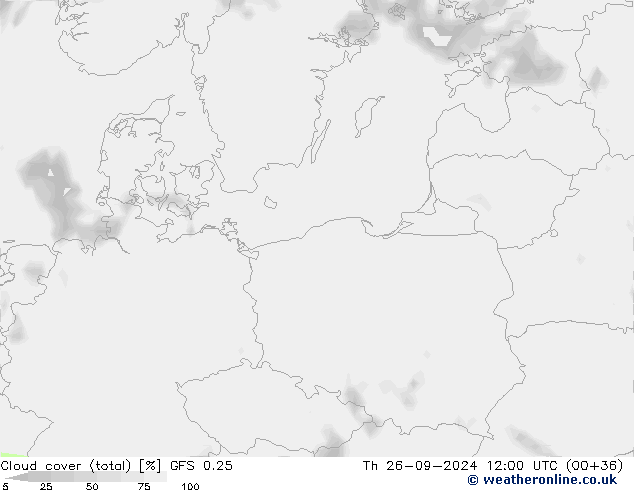 Nubi (totali) GFS 0.25 gio 26.09.2024 12 UTC