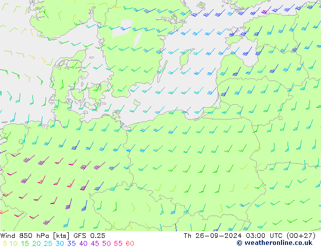 Wind 850 hPa GFS 0.25 Th 26.09.2024 03 UTC